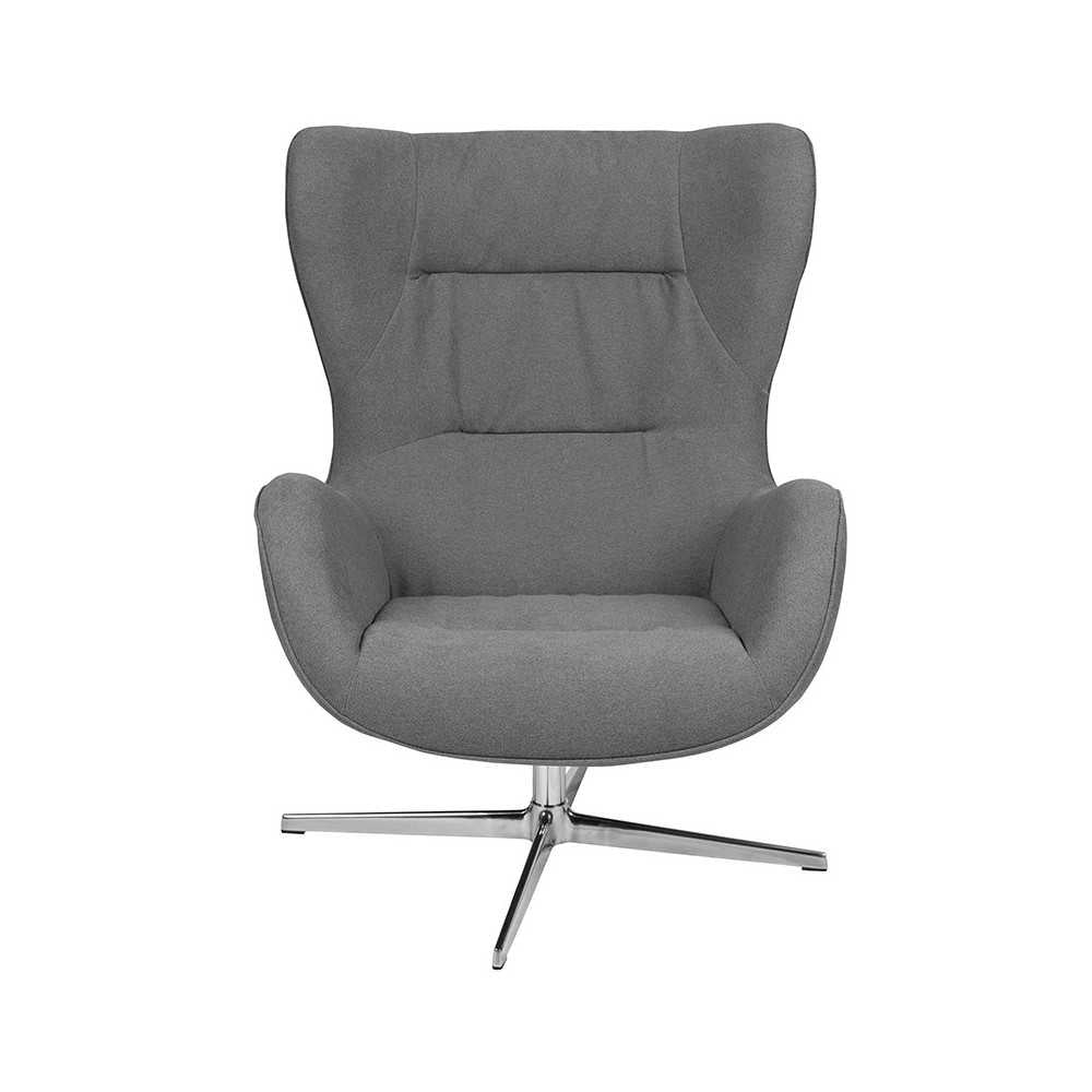 Gray Fabric Swivel Wing Chair