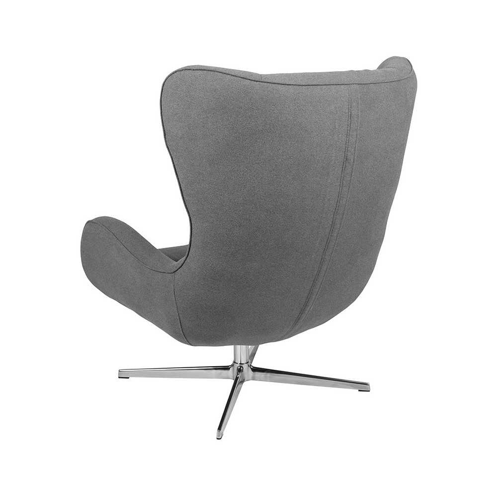 Gray Fabric Swivel Wing Chair