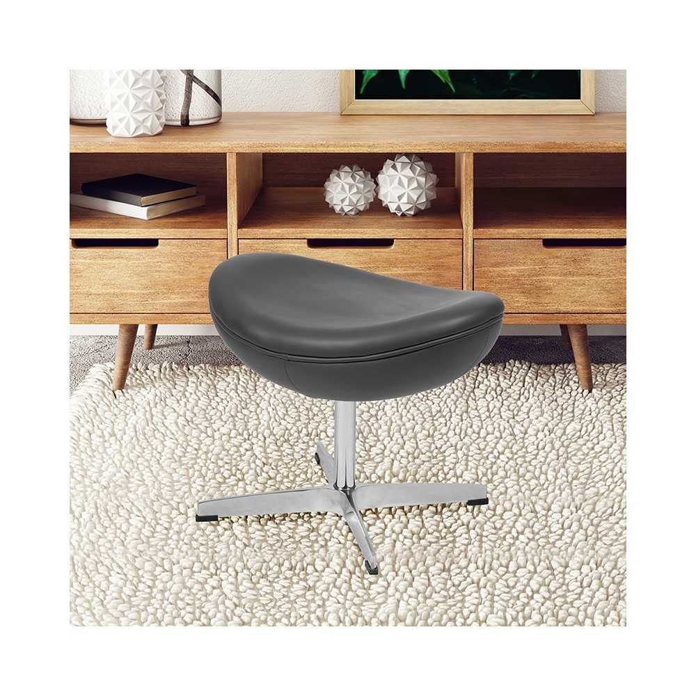Gray LeatherSoft Saddle Wing Ottoman