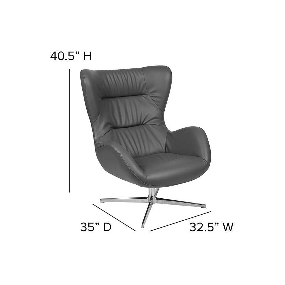 Gray LeatherSoft Swivel Wing Chair