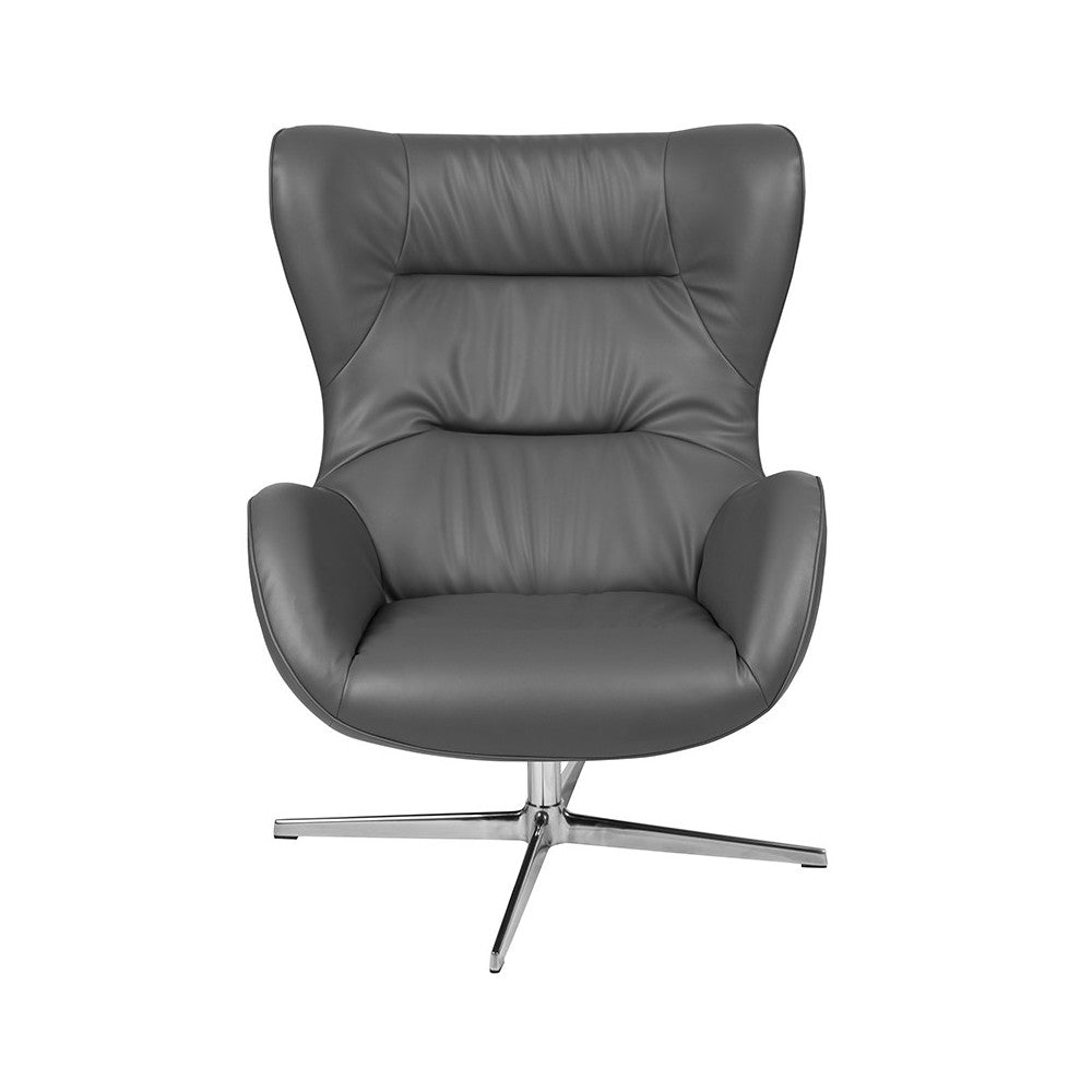 Gray LeatherSoft Swivel Wing Chair