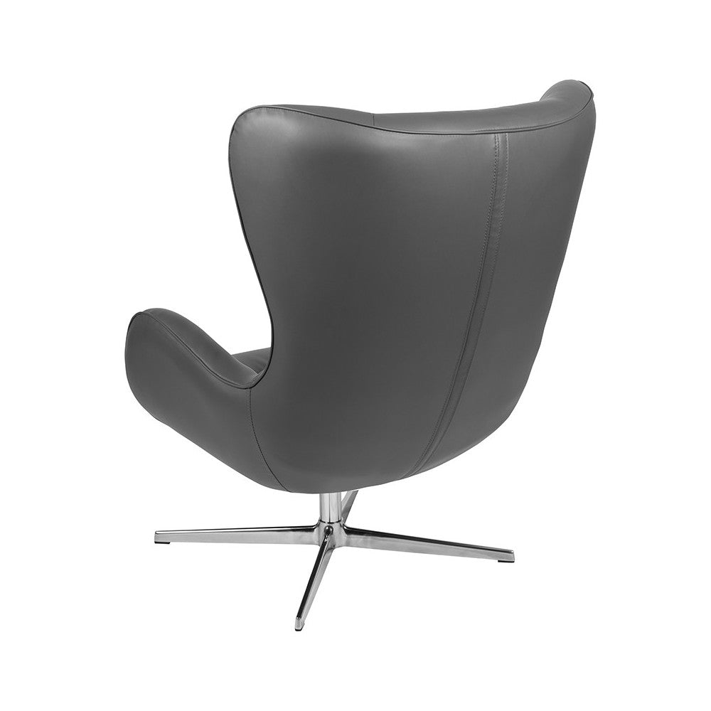 Gray LeatherSoft Swivel Wing Chair