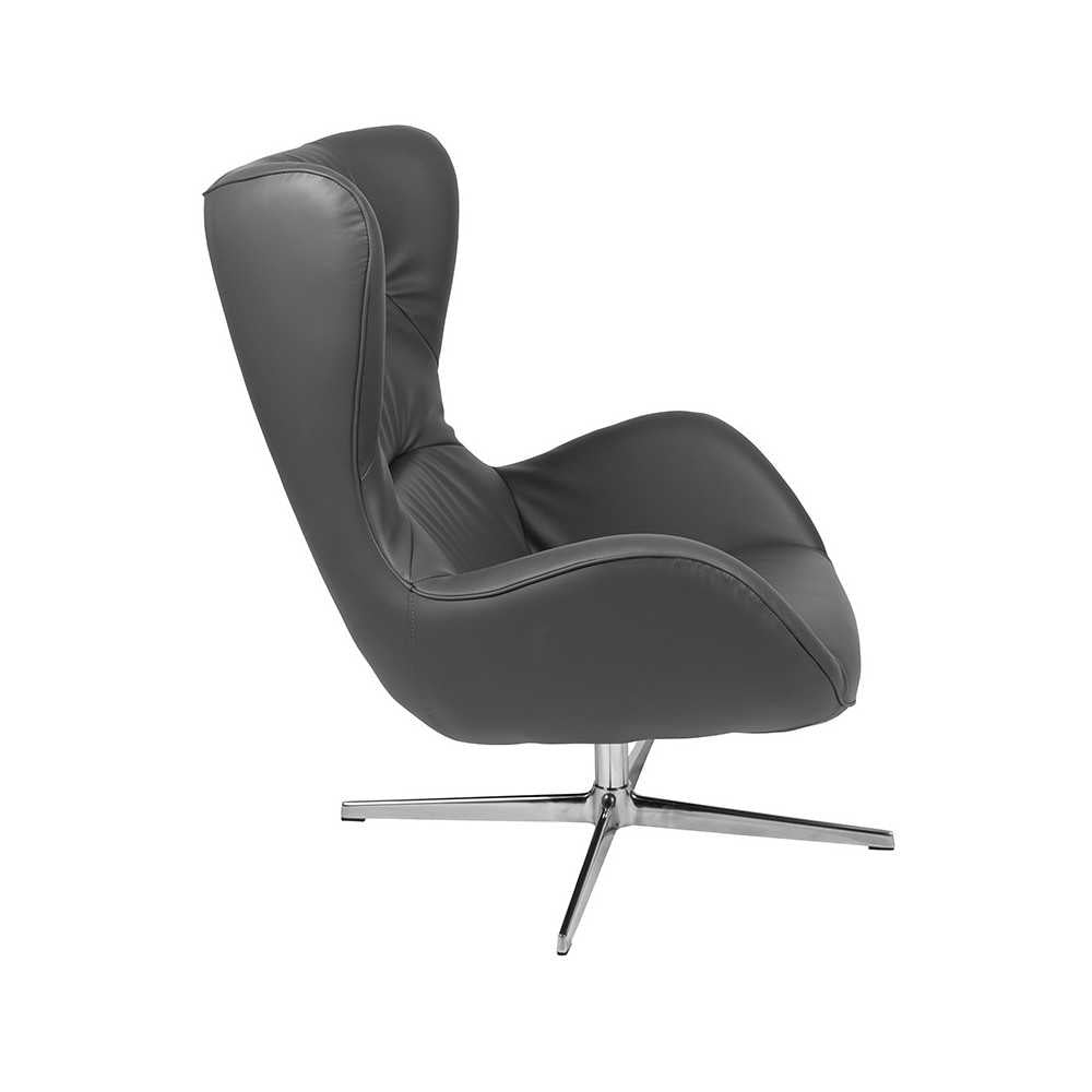 Gray LeatherSoft Swivel Wing Chair