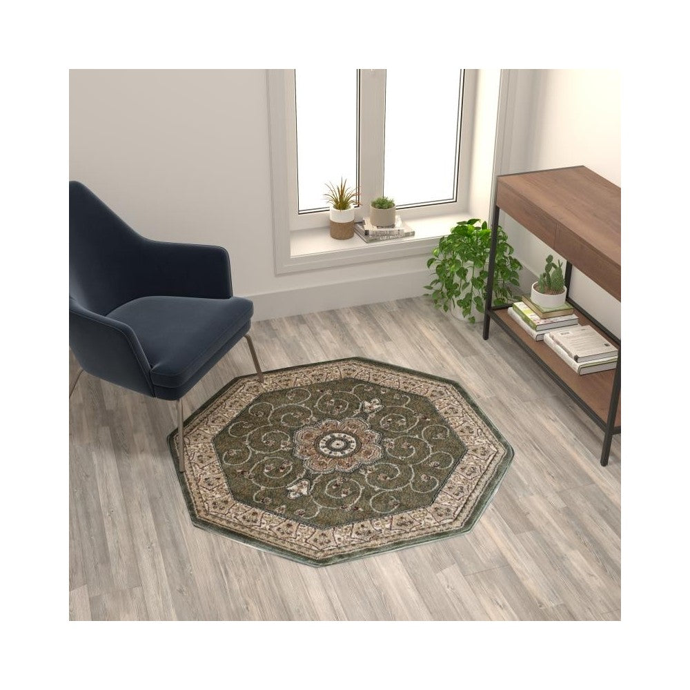 Green 4x4 Persian Area Rug