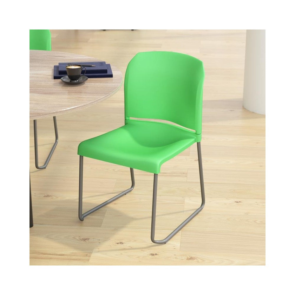 Green Plastic Sled Stack Chair