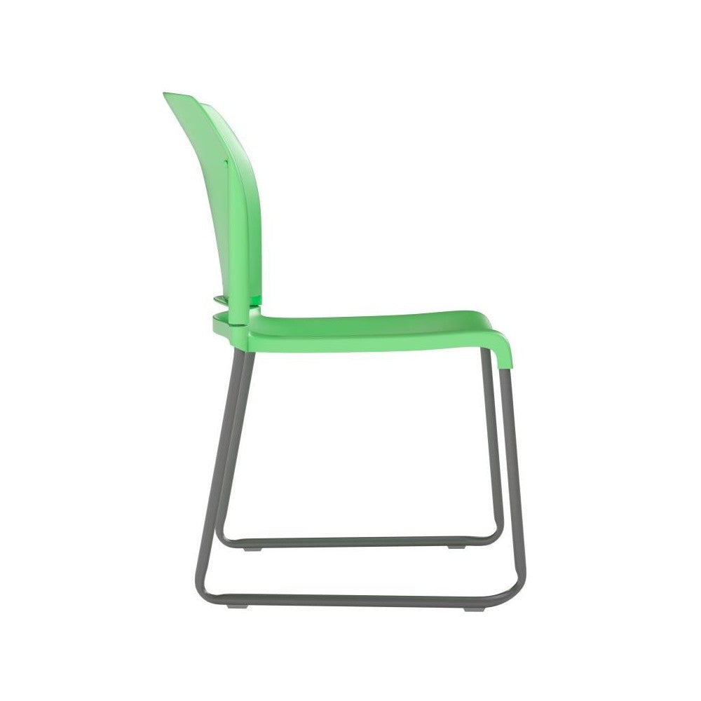 Green Plastic Sled Stack Chair