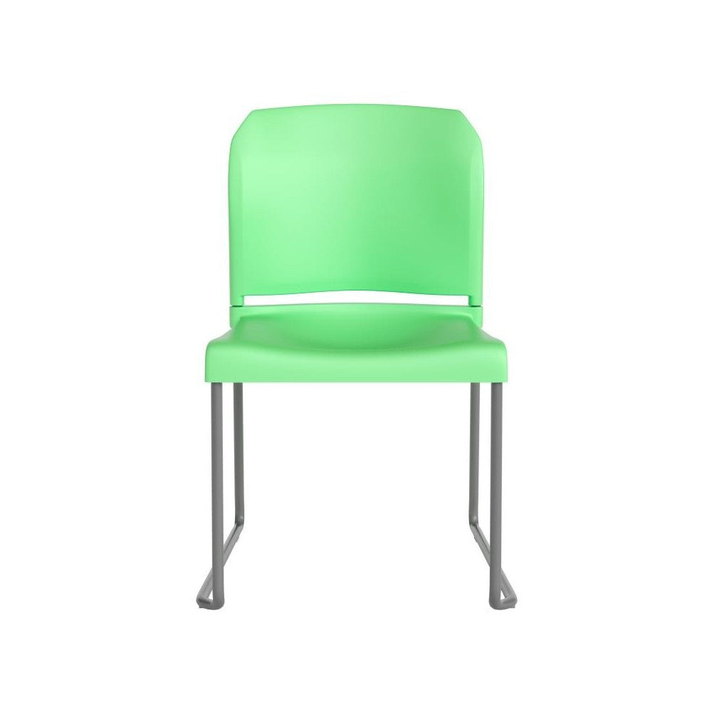 Green Plastic Sled Stack Chair