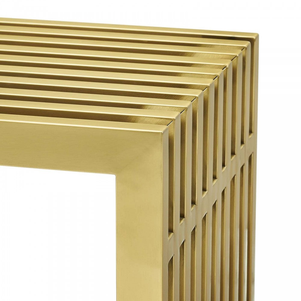 Gridiron Large Stainless Steel Bench, Gold