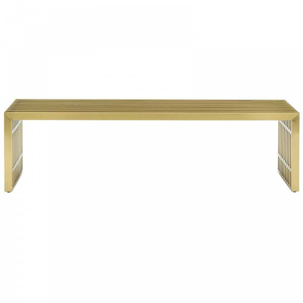 Gridiron Large Stainless Steel Bench, Gold