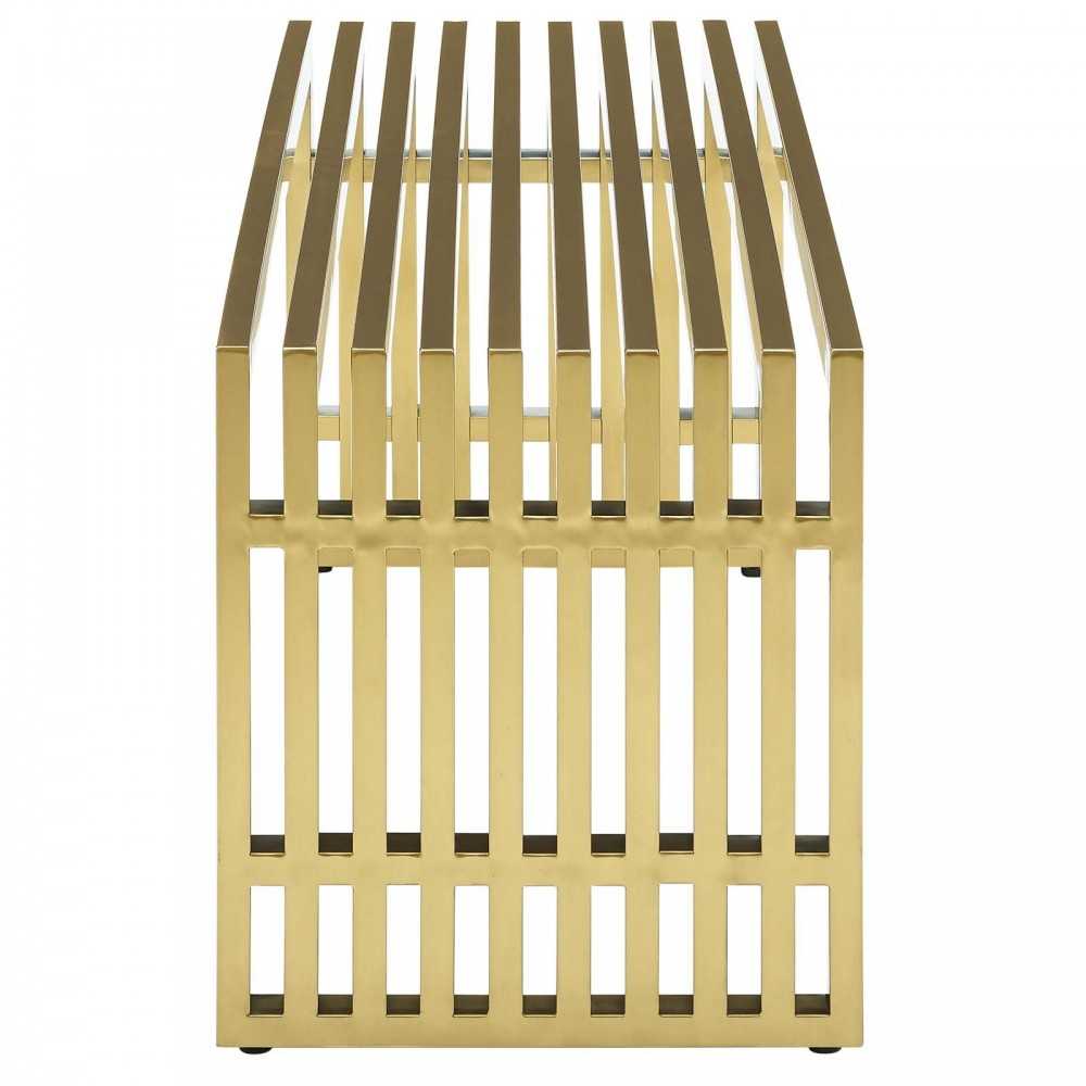 Gridiron Medium Stainless Steel Bench, Gold