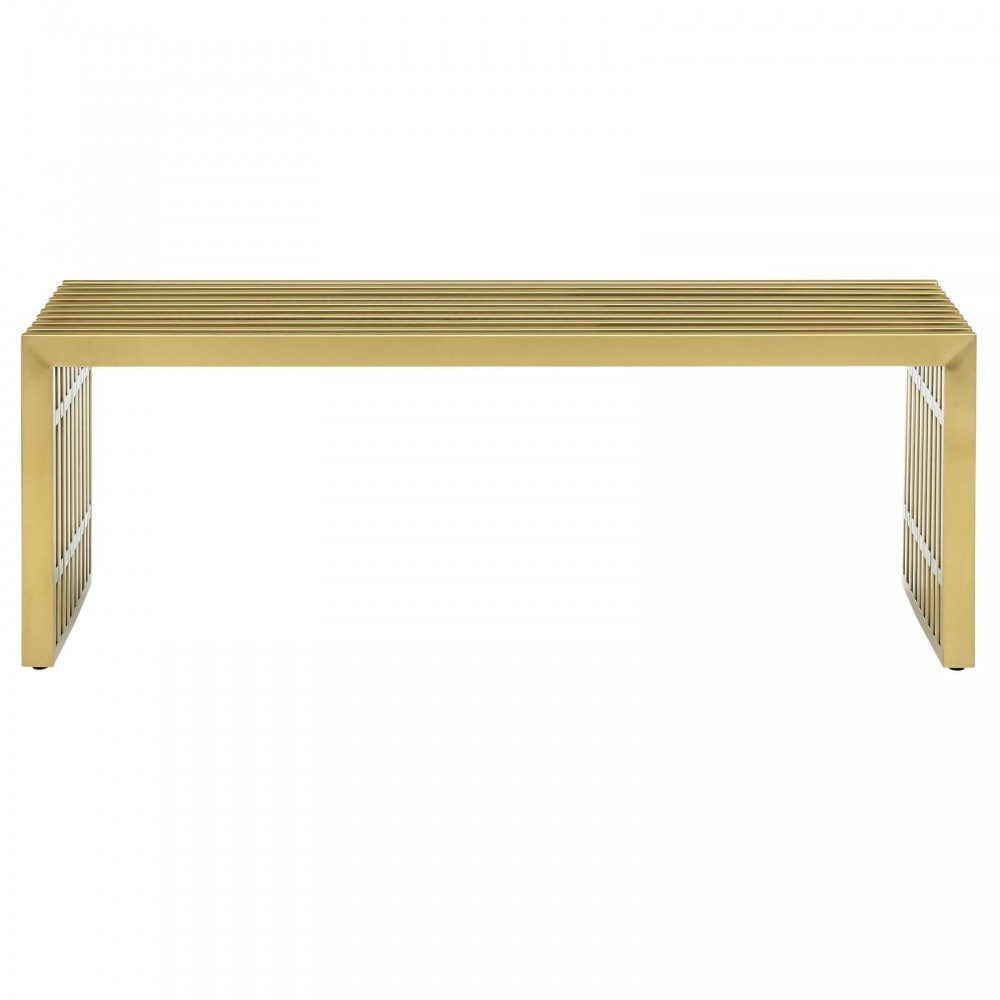 Gridiron Medium Stainless Steel Bench, Gold