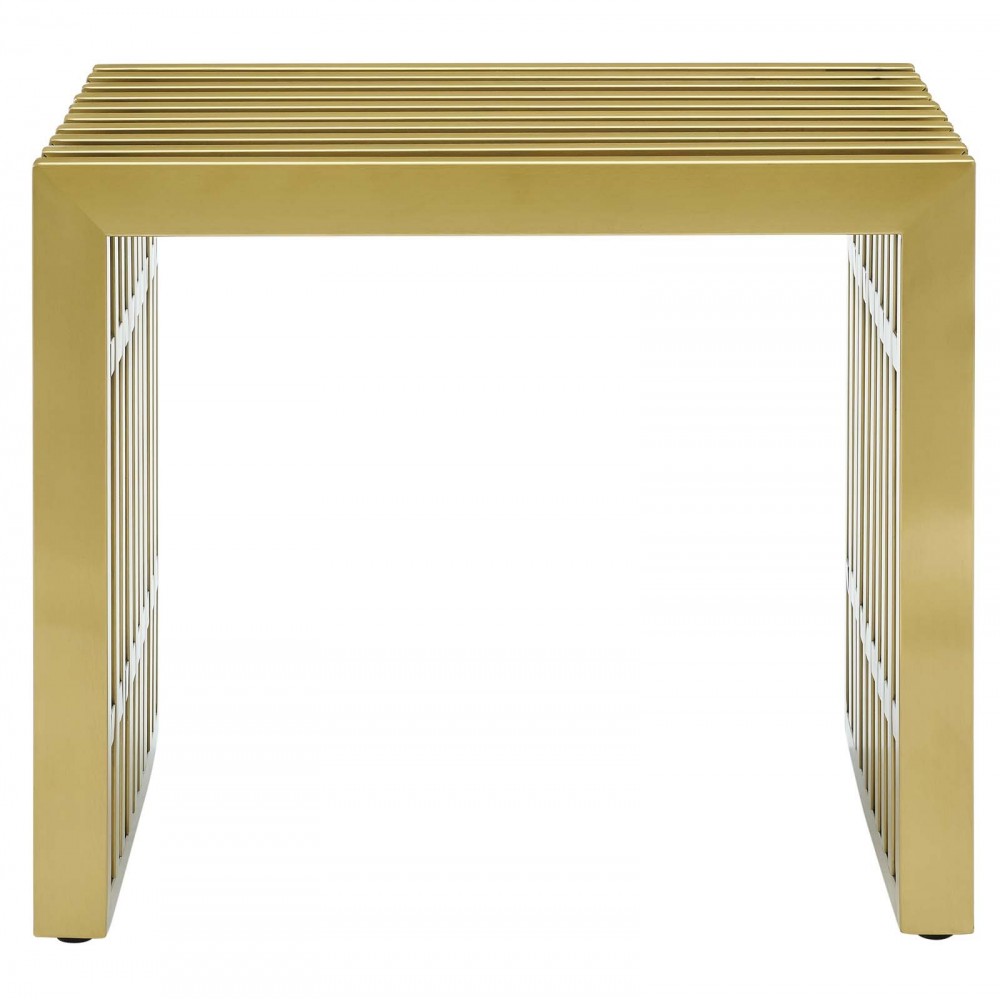 Gridiron Small Stainless Steel Bench, Gold