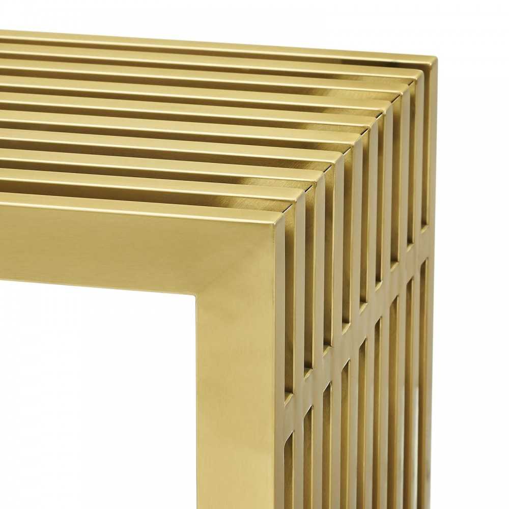 Gridiron Small Stainless Steel Bench, Gold