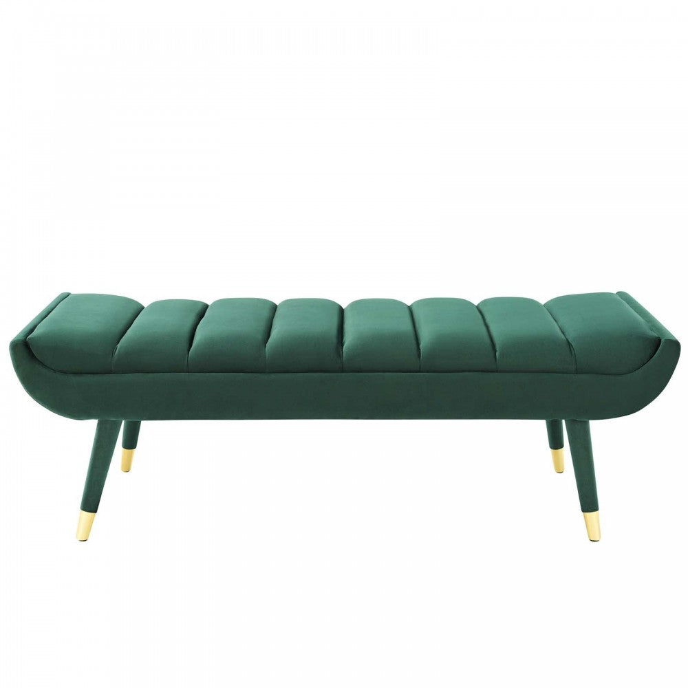 Guess Channel Tufted Performance Velvet Accent Bench, Green