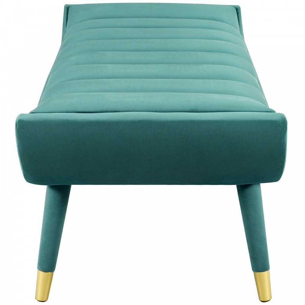 Guess Channel Tufted Performance Velvet Accent Bench, Teal