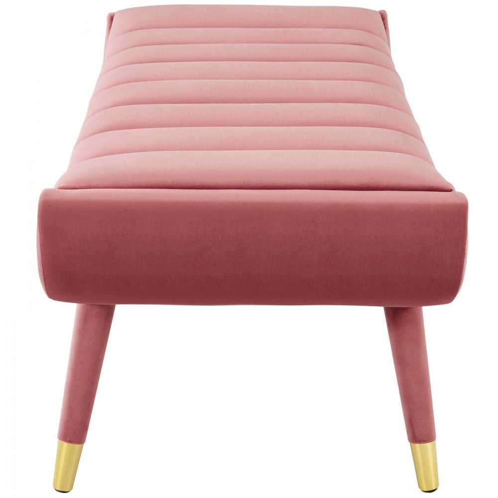 Guess Channel Tufted Performance Velvet Accent Bench, Dusty Rose