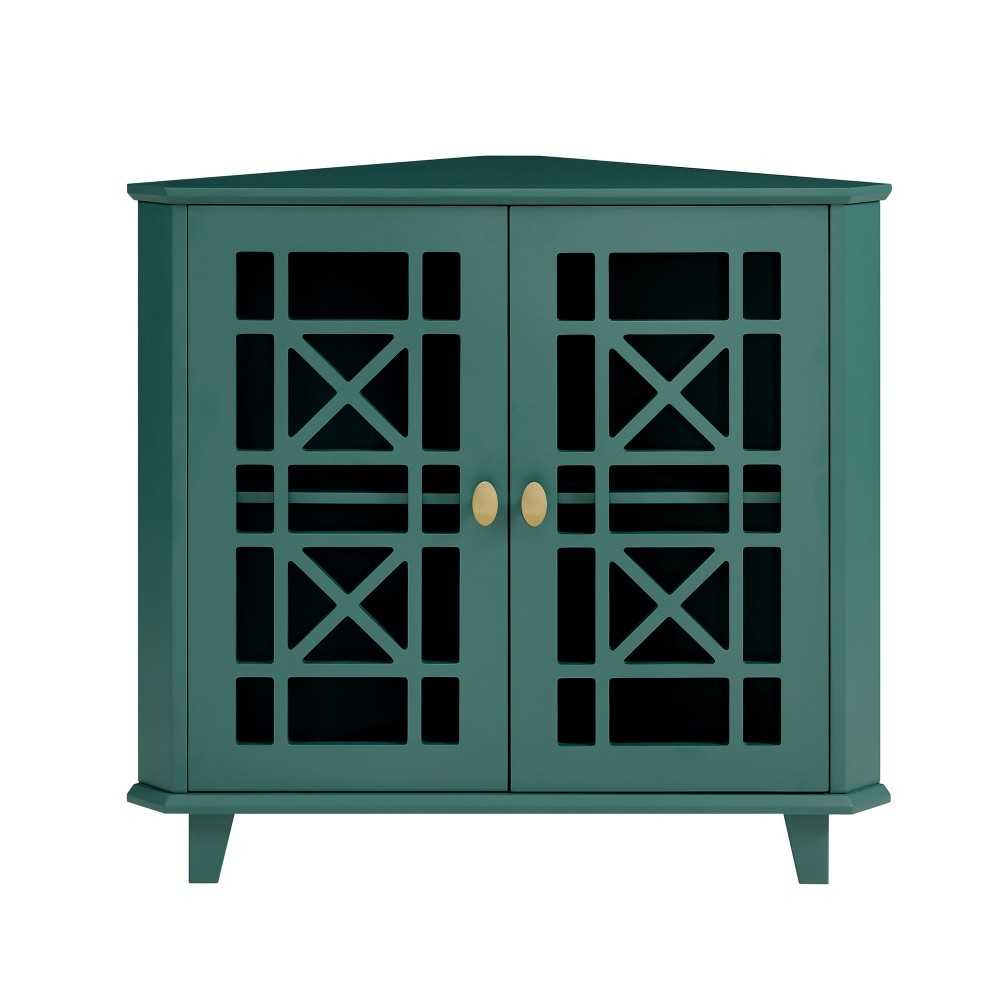 Gwen Fretwork Corner Accent Cabinet - Dark Teal
