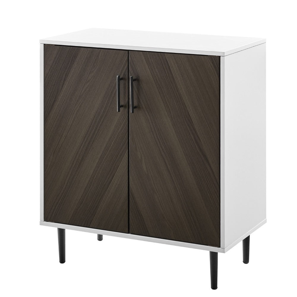 Hampton 28" Bookmatch Accent Cabinet - Ash Brown Bookmatch/Solid White