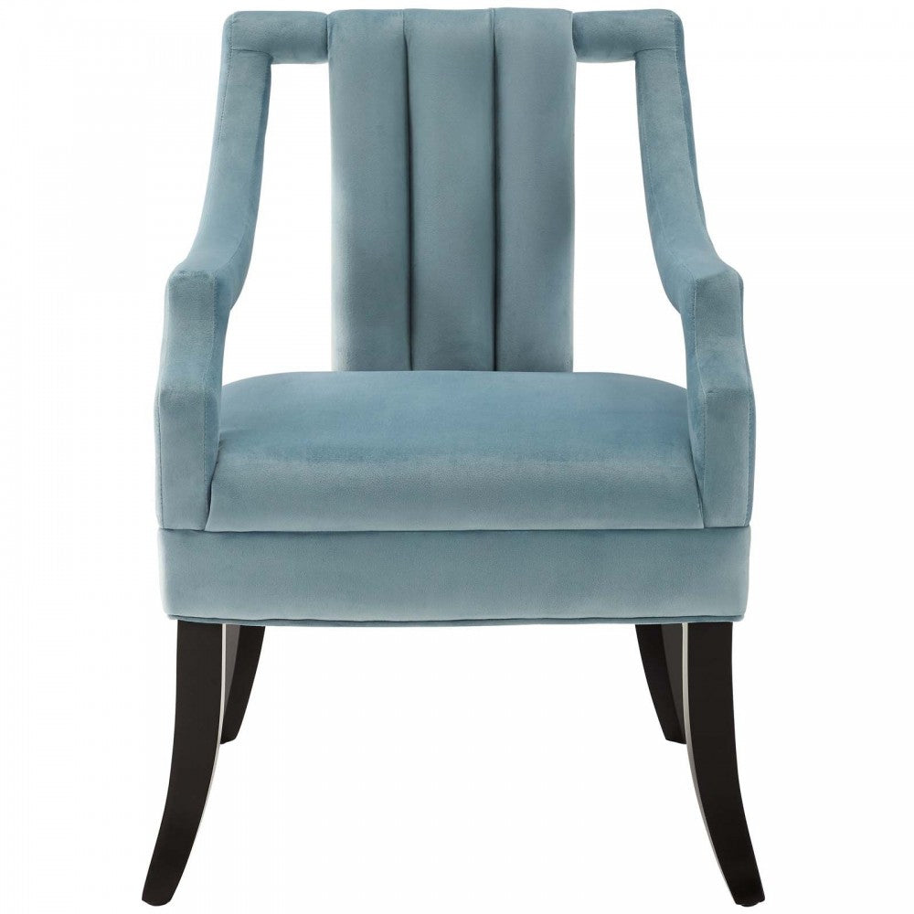 Harken Performance Velvet Accent Chair, Light Blue