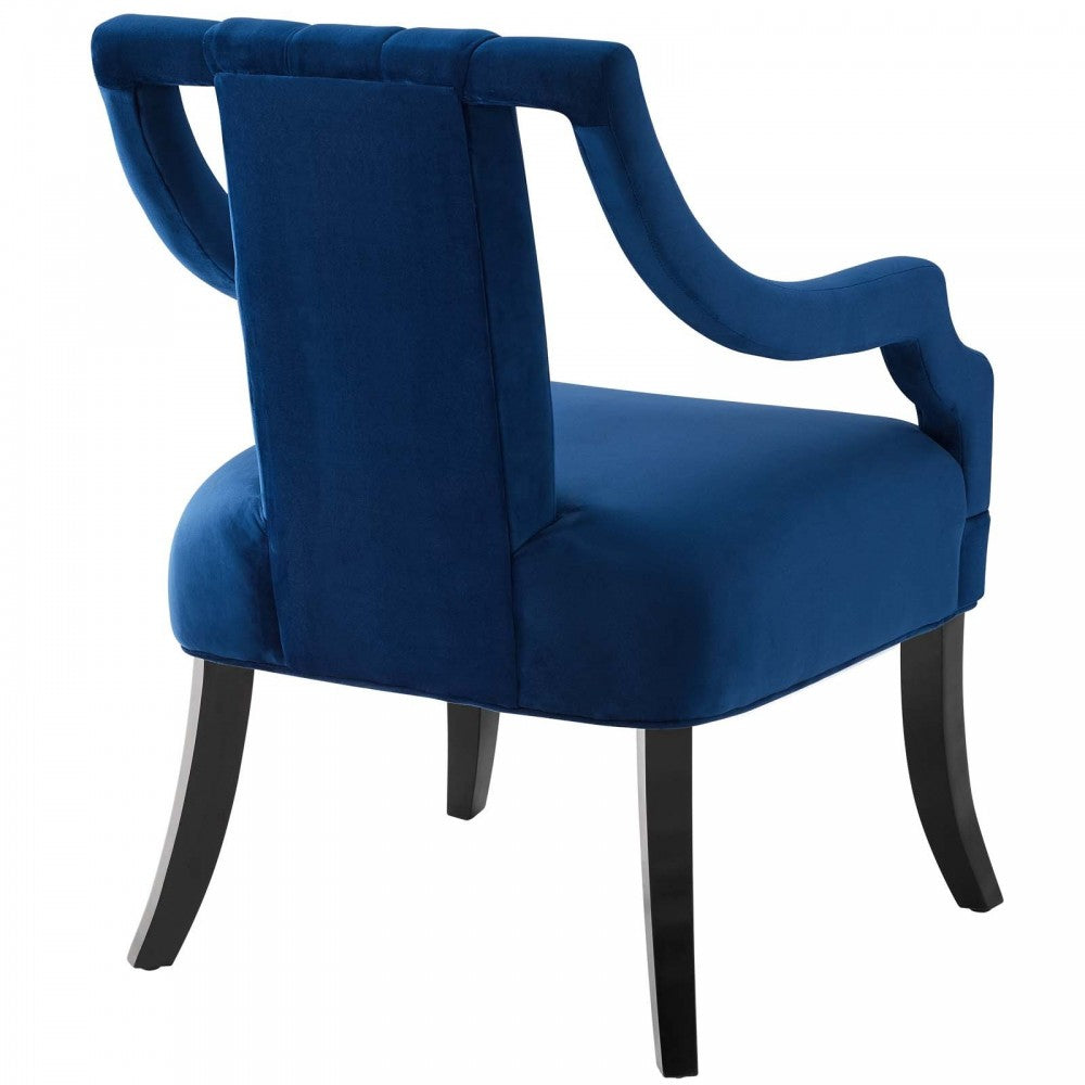 Harken Performance Velvet Accent Chair, Navy