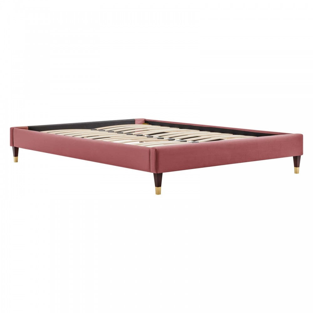 Harlow Full Performance Velvet Platform Bed Frame, Dusty Rose