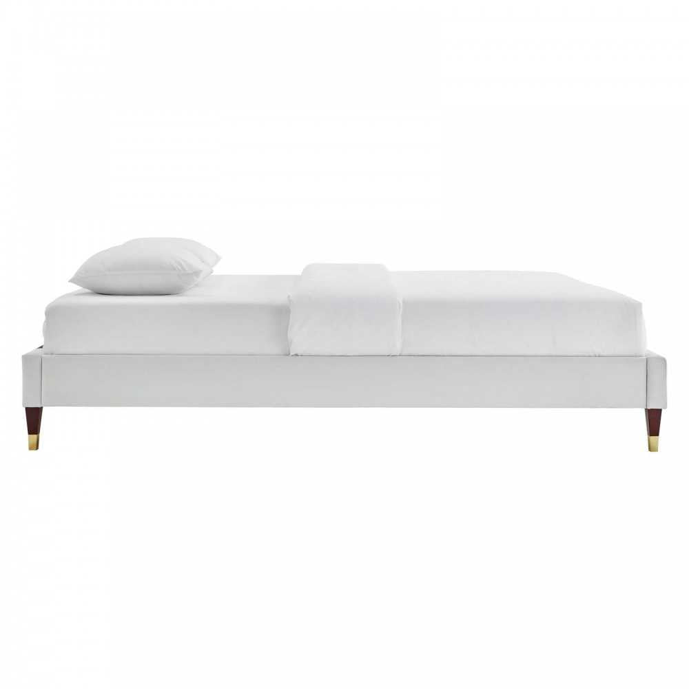 Harlow Full Performance Velvet Platform Bed Frame, Light Gray