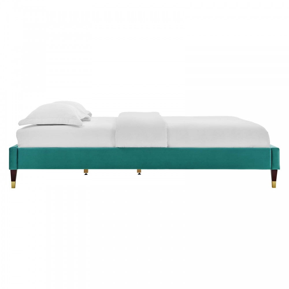 Harlow Full Performance Velvet Platform Bed Frame, Teal