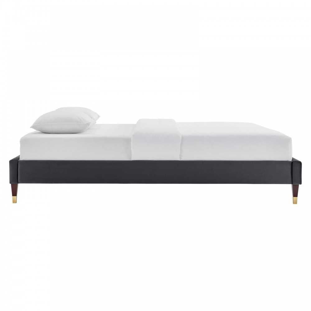 Harlow Full Performance Velvet Platform Bed Frame, Charcoal