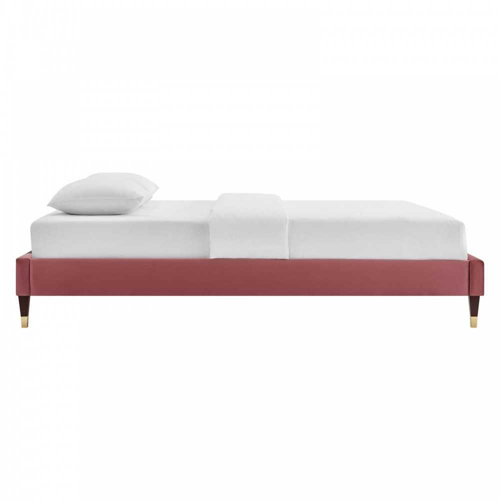 Harlow King Performance Velvet Platform Bed Frame, Dusty Rose
