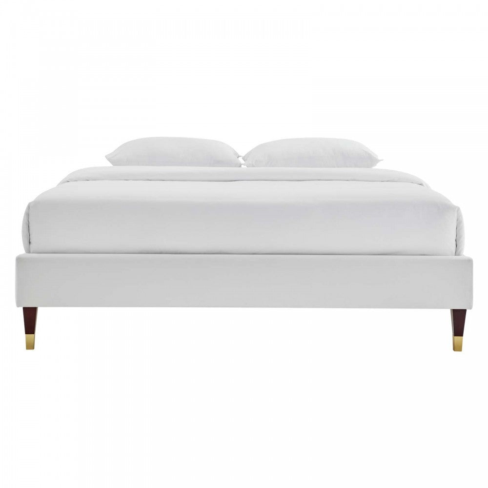 Harlow King Performance Velvet Platform Bed Frame, Light Gray