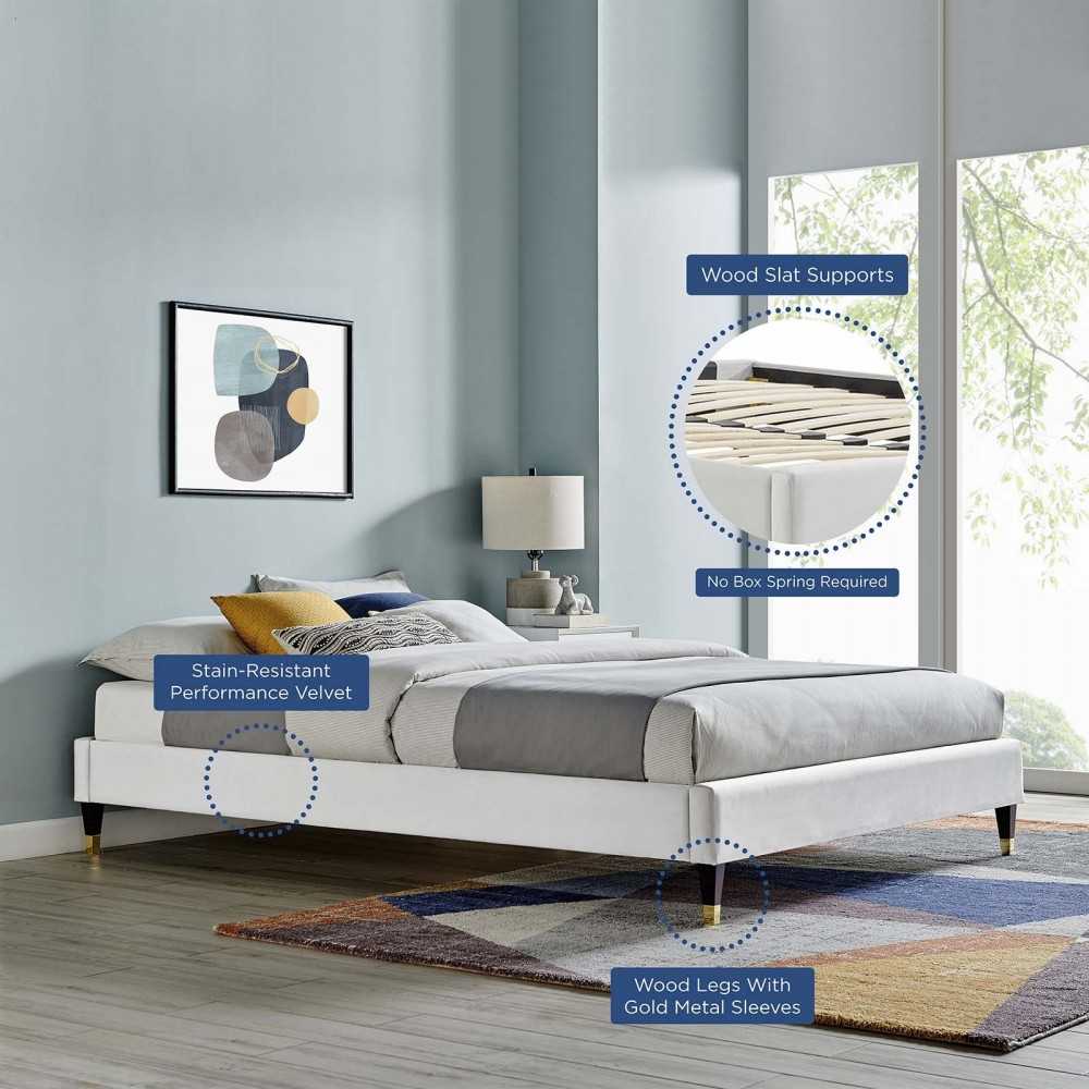 Harlow King Performance Velvet Platform Bed Frame, Light Gray