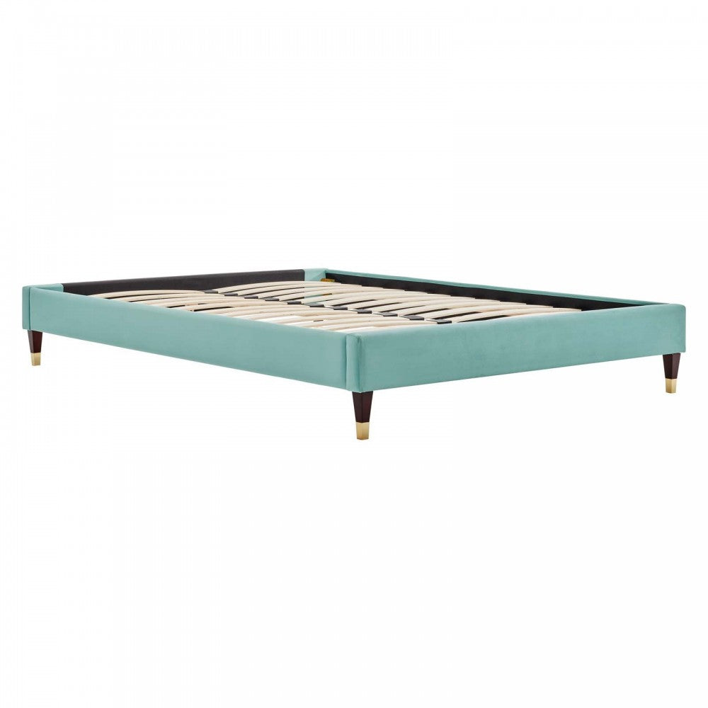 Harlow King Performance Velvet Platform Bed Frame, Mint