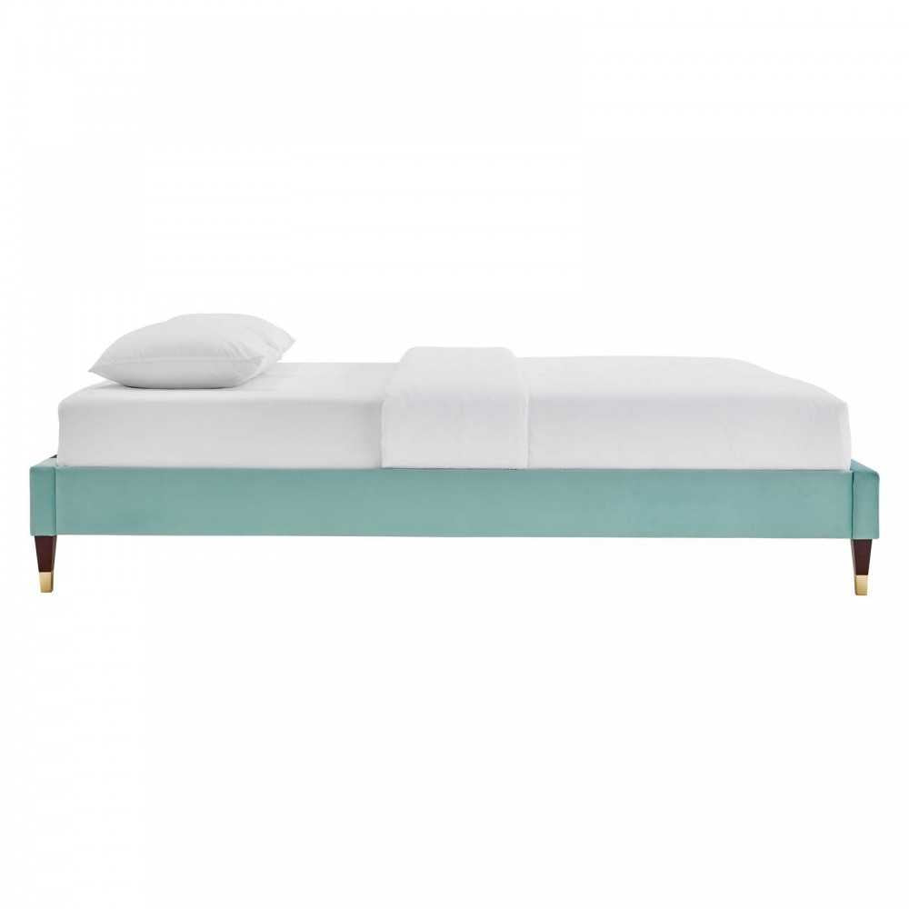 Harlow King Performance Velvet Platform Bed Frame, Mint