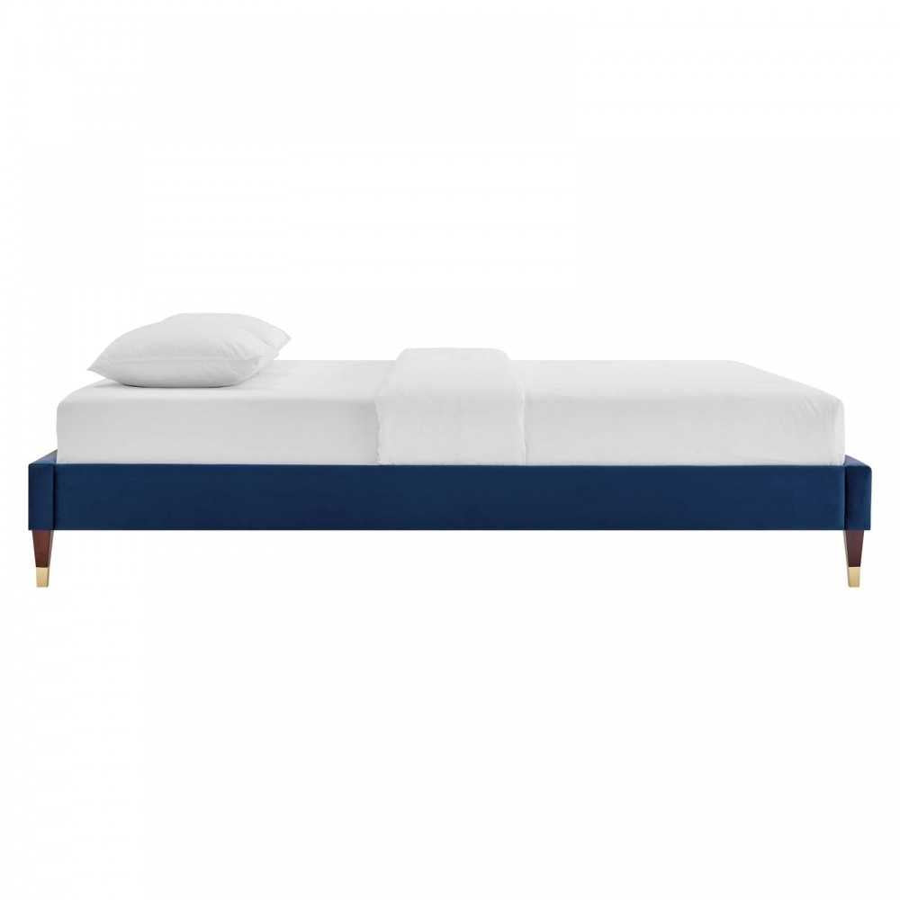 Harlow King Performance Velvet Platform Bed Frame, Navy
