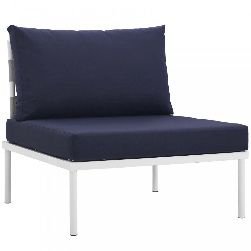 Harmony 10 Piece Outdoor Patio Aluminum Sectional Sofa Set, White Navy