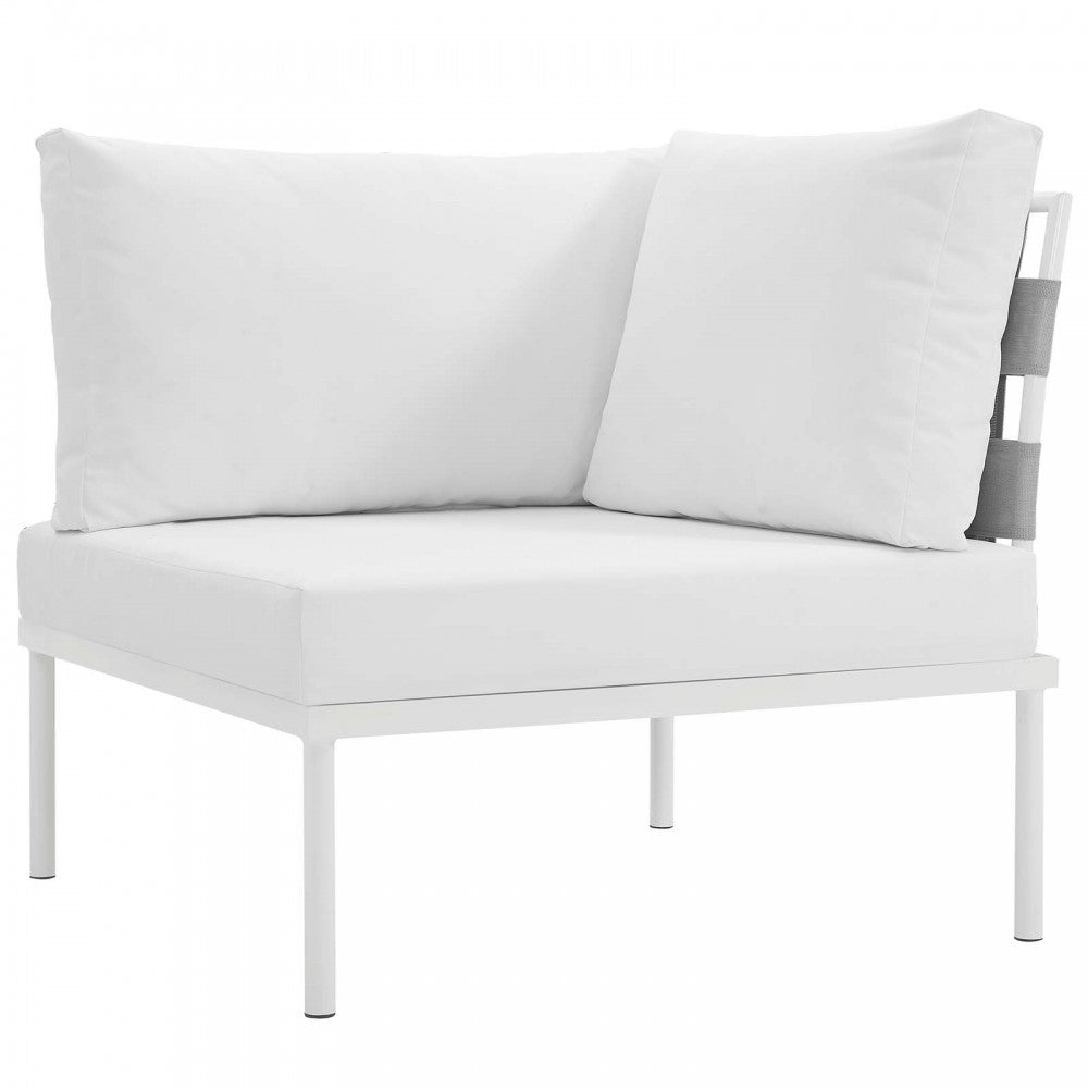 Harmony 7 Piece Outdoor Patio Aluminum Sectional Sofa Set, White White, EEI-2617-WHI-WHI-SET