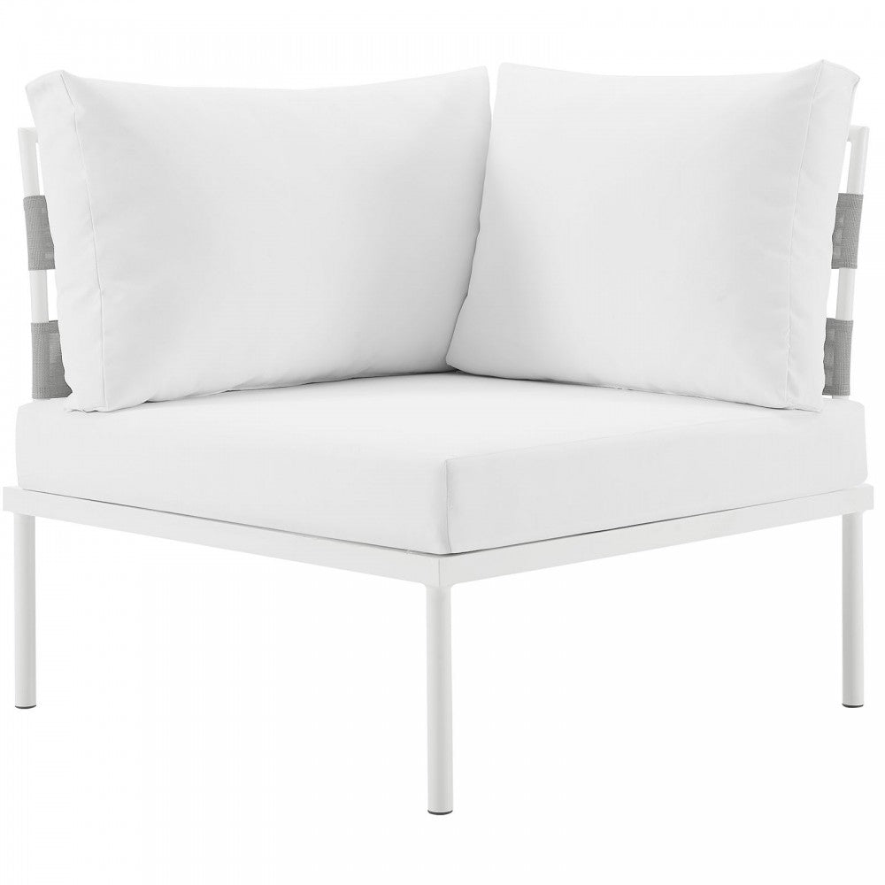 Harmony Outdoor Patio Aluminum Corner Sofa, White White