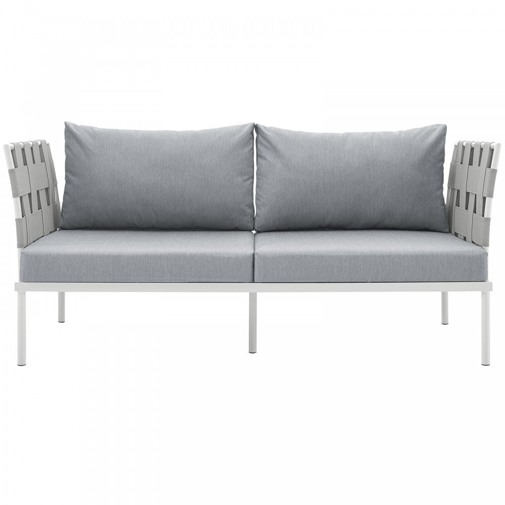 Harmony Outdoor Patio Aluminum Loveseat, White Gray