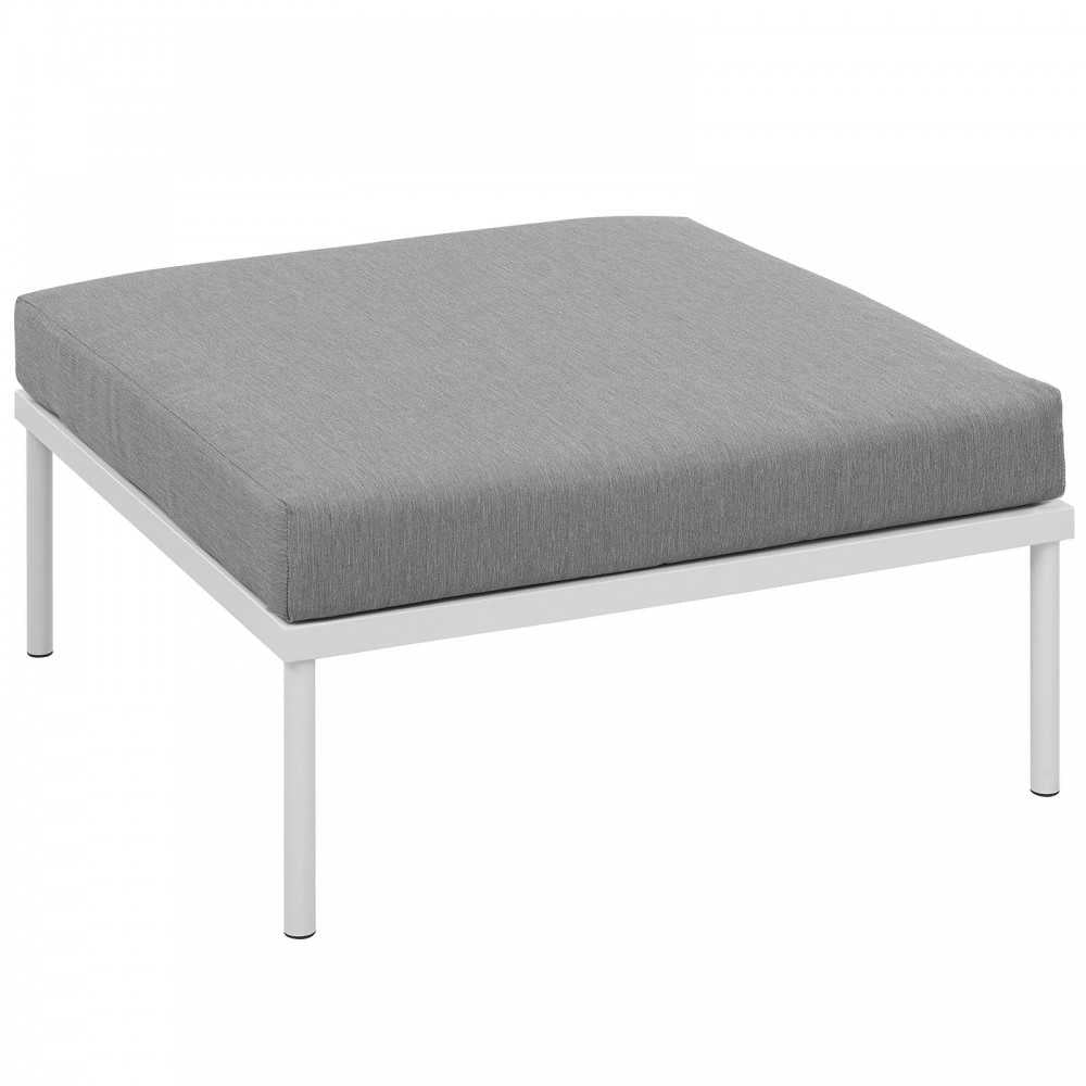 Harmony Outdoor Patio Aluminum Ottoman, White Gray
