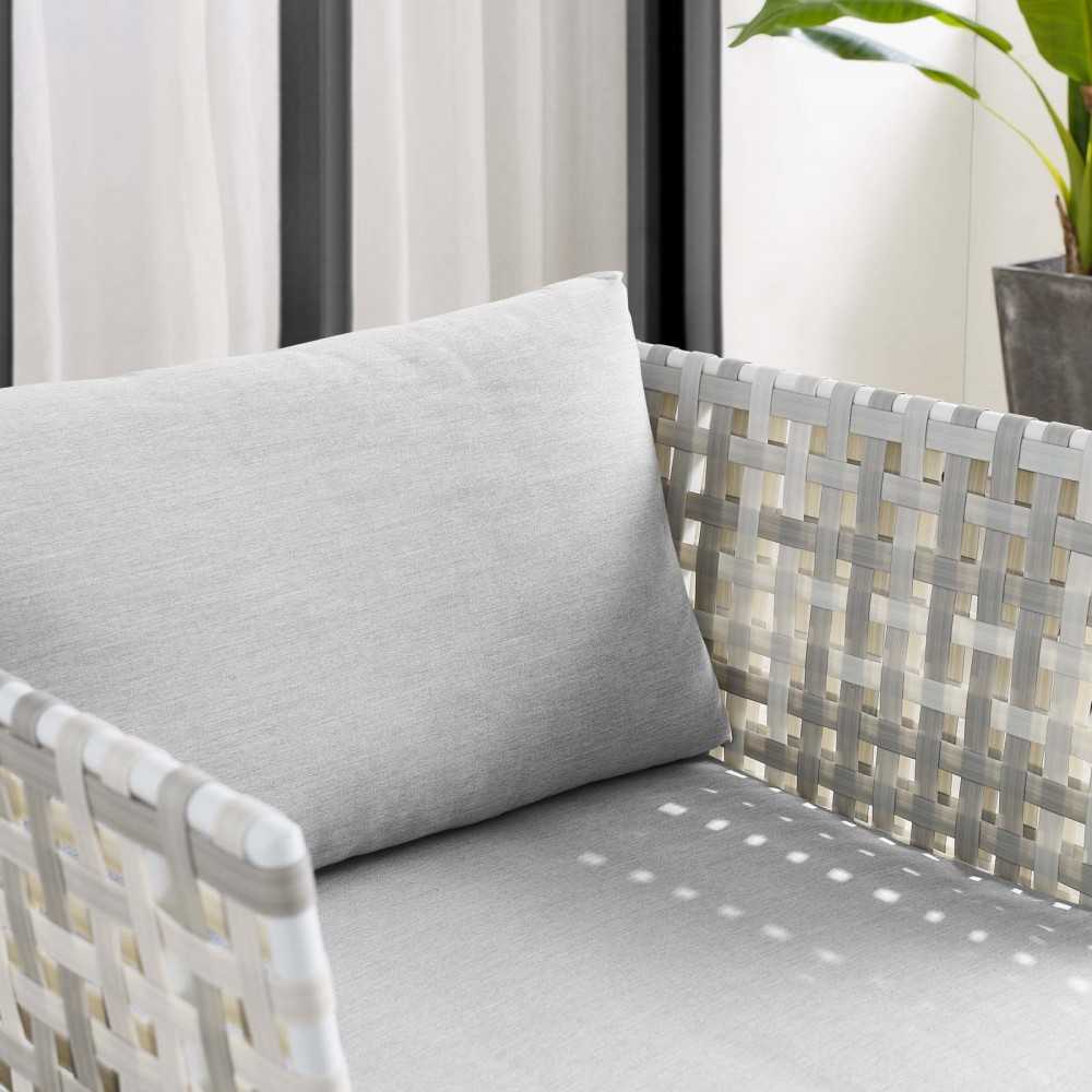 Harmony Sunbrella Basket Weave Outdoor Patio Aluminum Armchair, Taupe Gray