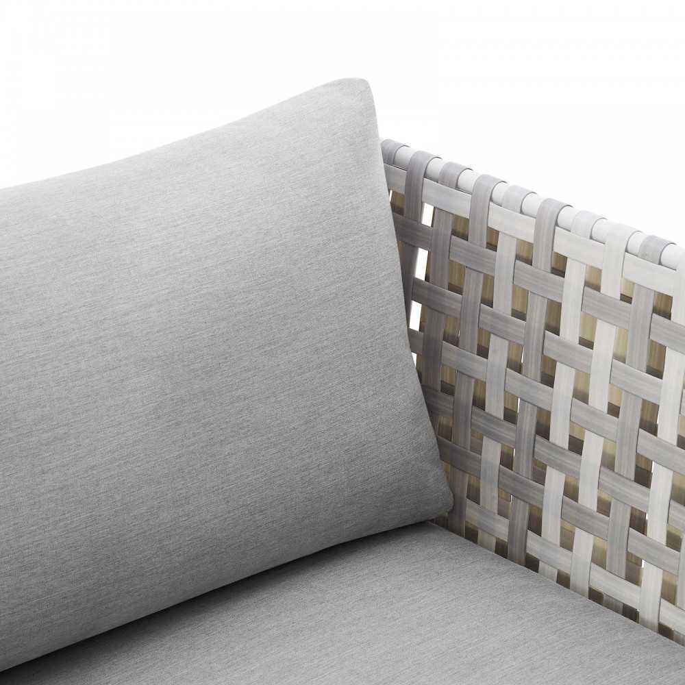 Harmony Sunbrella Basket Weave Outdoor Patio Aluminum Armchair, Taupe Gray