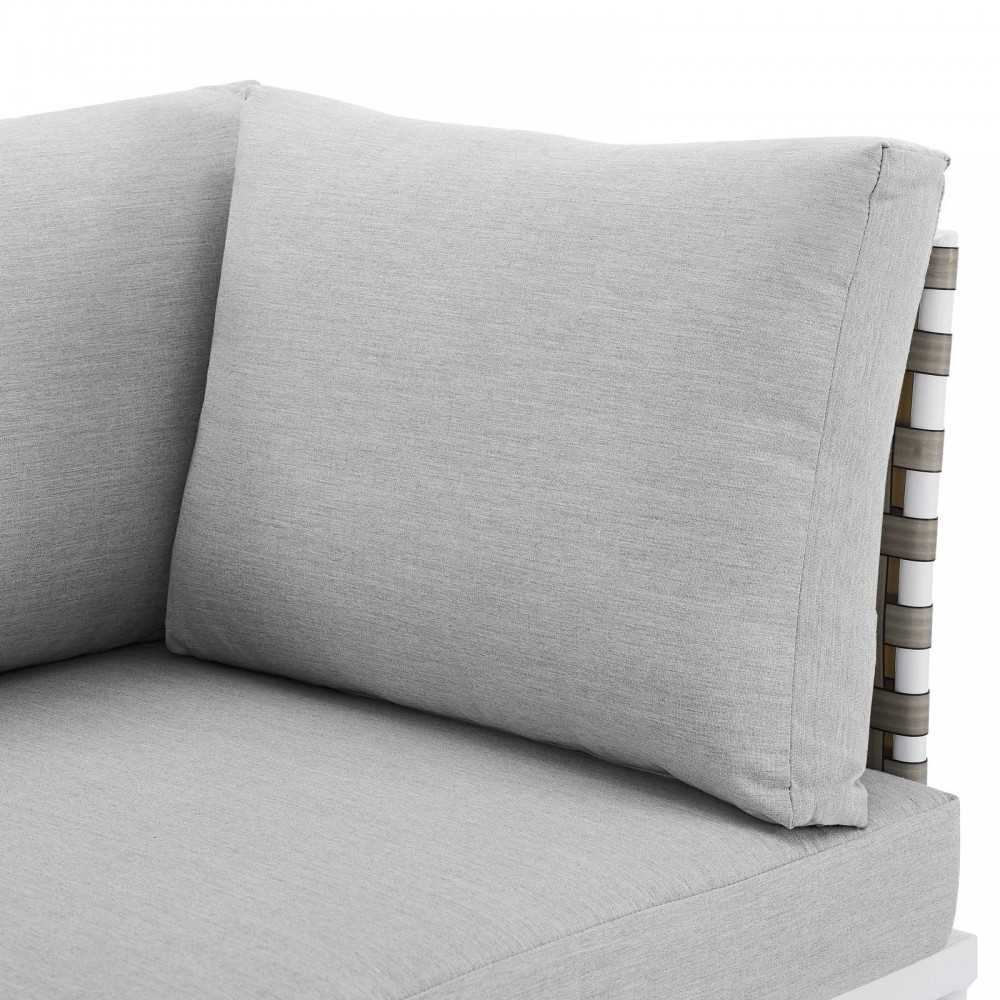 Harmony Sunbrella Basket Weave Outdoor Patio Aluminum Sofa, Tan Gray