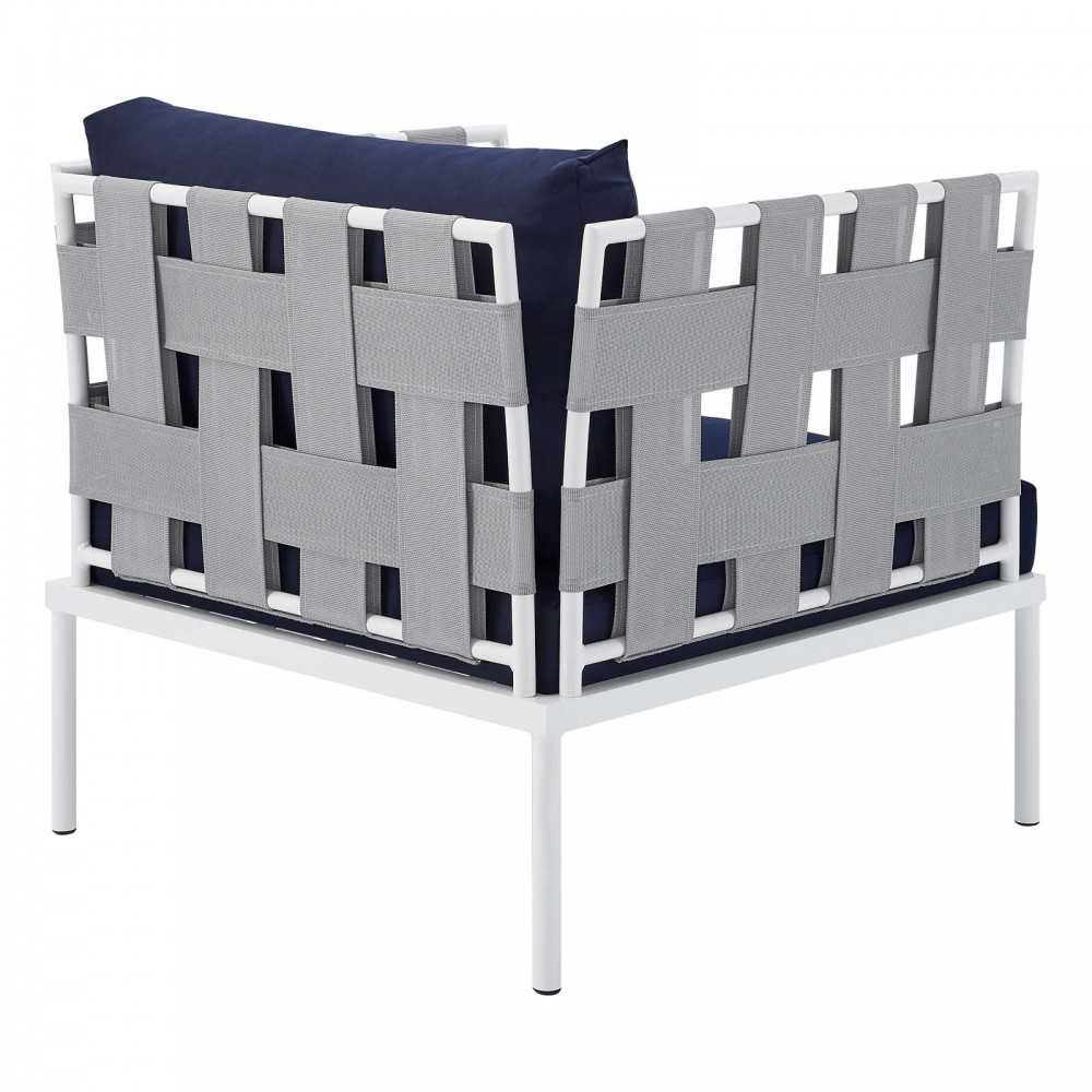 Harmony Sunbrella Outdoor Patio Aluminum Armchair, Gray Navy
