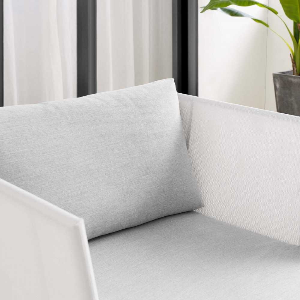 Harmony Sunbrella Outdoor Patio Aluminum Armchair, White Gray