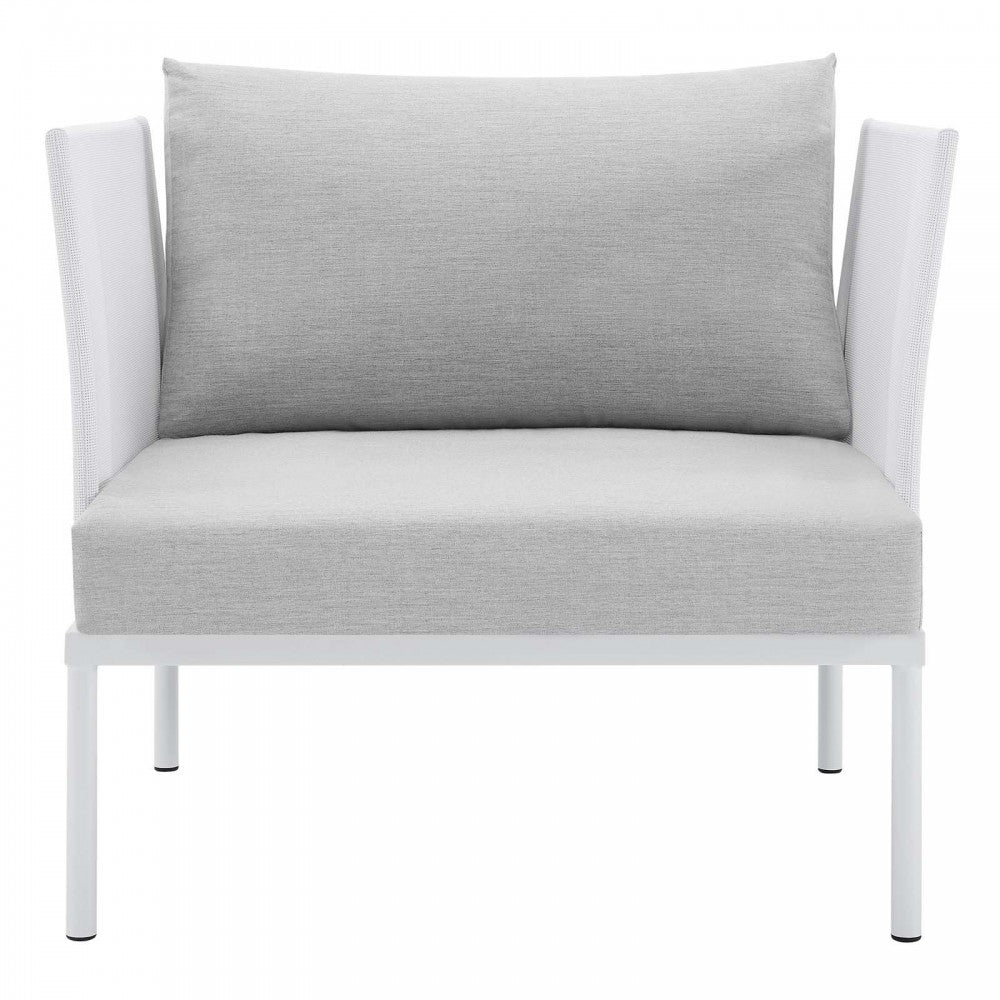 Harmony Sunbrella Outdoor Patio Aluminum Armchair, White Gray
