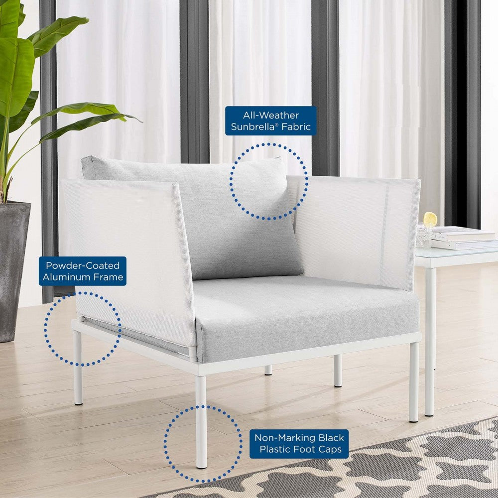 Harmony Sunbrella Outdoor Patio Aluminum Armchair, White Gray