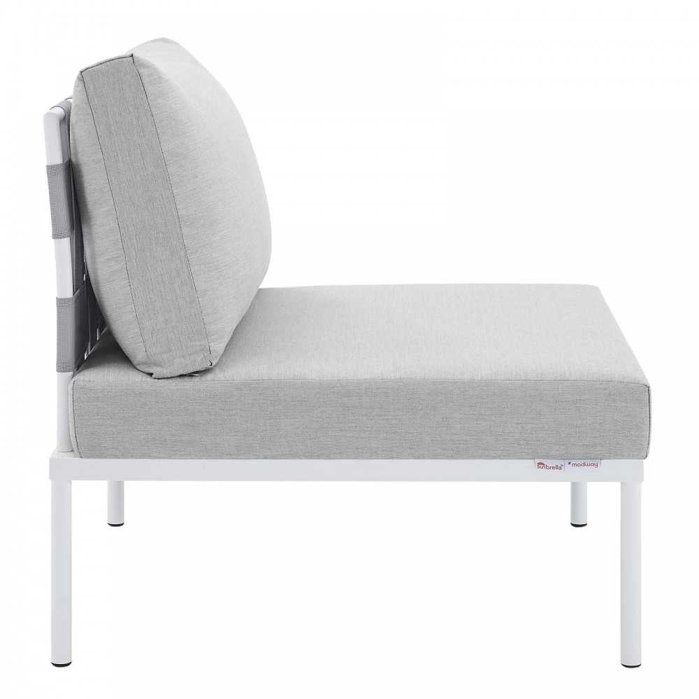 Harmony Sunbrella Outdoor Patio Aluminum Armless Chair, Gray Gray
