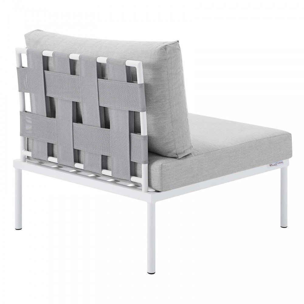 Harmony Sunbrella Outdoor Patio Aluminum Armless Chair, Gray Gray