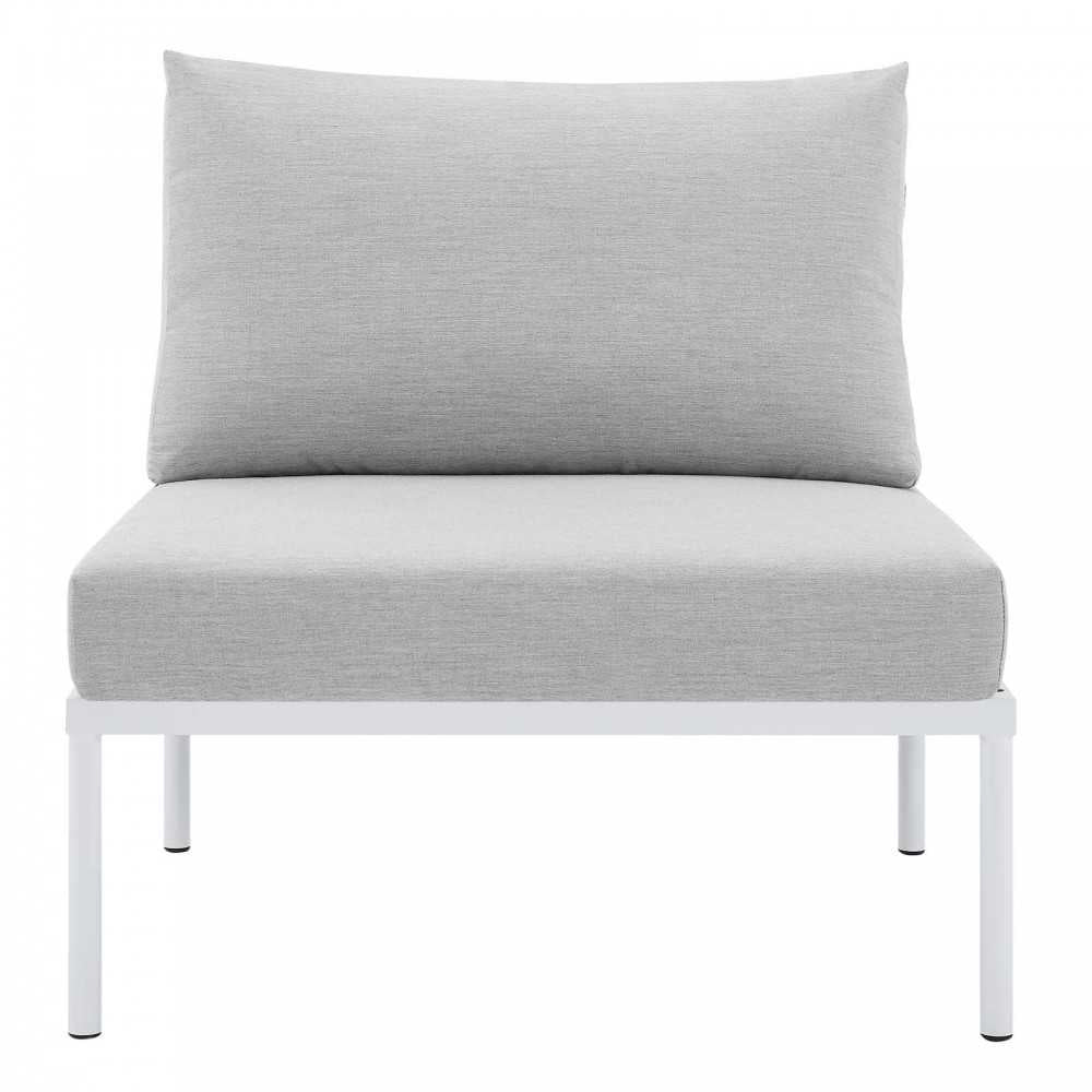 Harmony Sunbrella Outdoor Patio Aluminum Armless Chair, Gray Gray