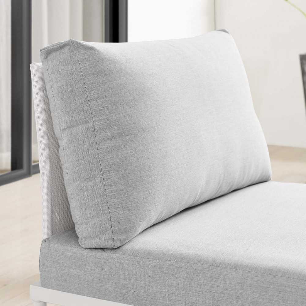 Harmony Sunbrella Outdoor Patio Aluminum Armless Chair, White Gray